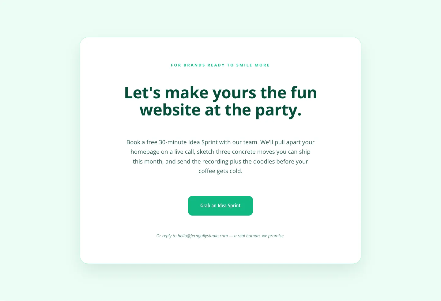 Playful Agency CTA — Idea Sprint Booking Card — Agency CTA layout built with Divi 5