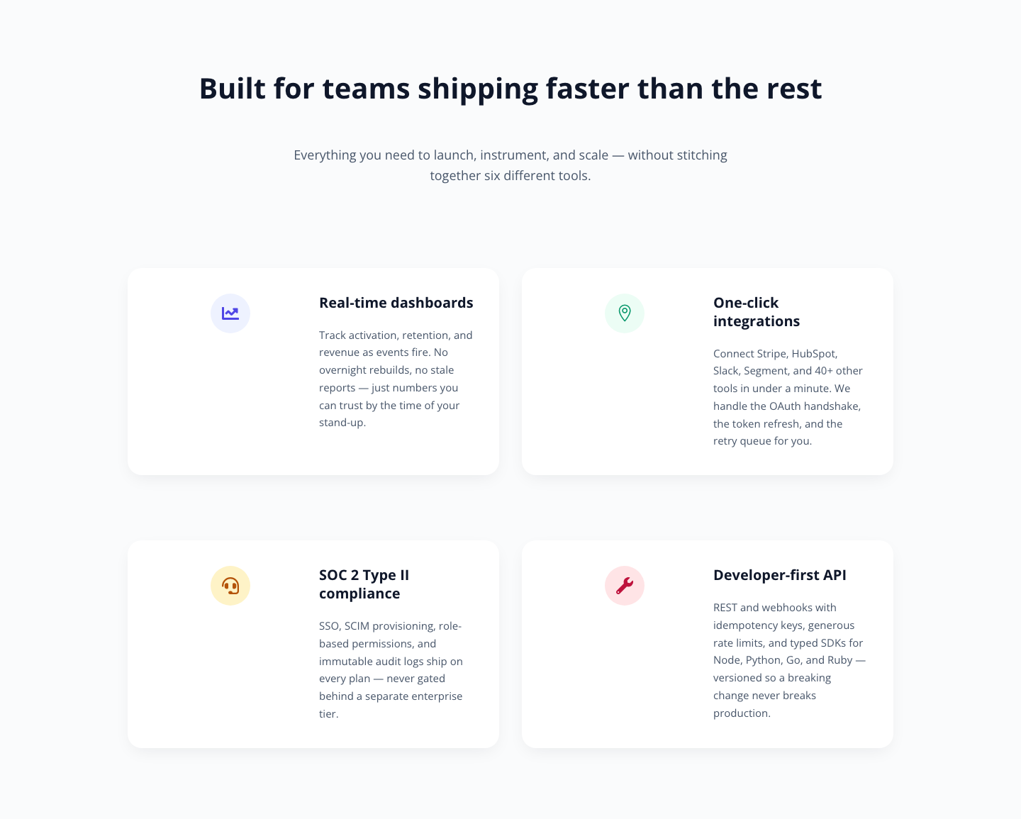 Minimal SaaS Feature Cards — Divi 5 Layout — desktop preview