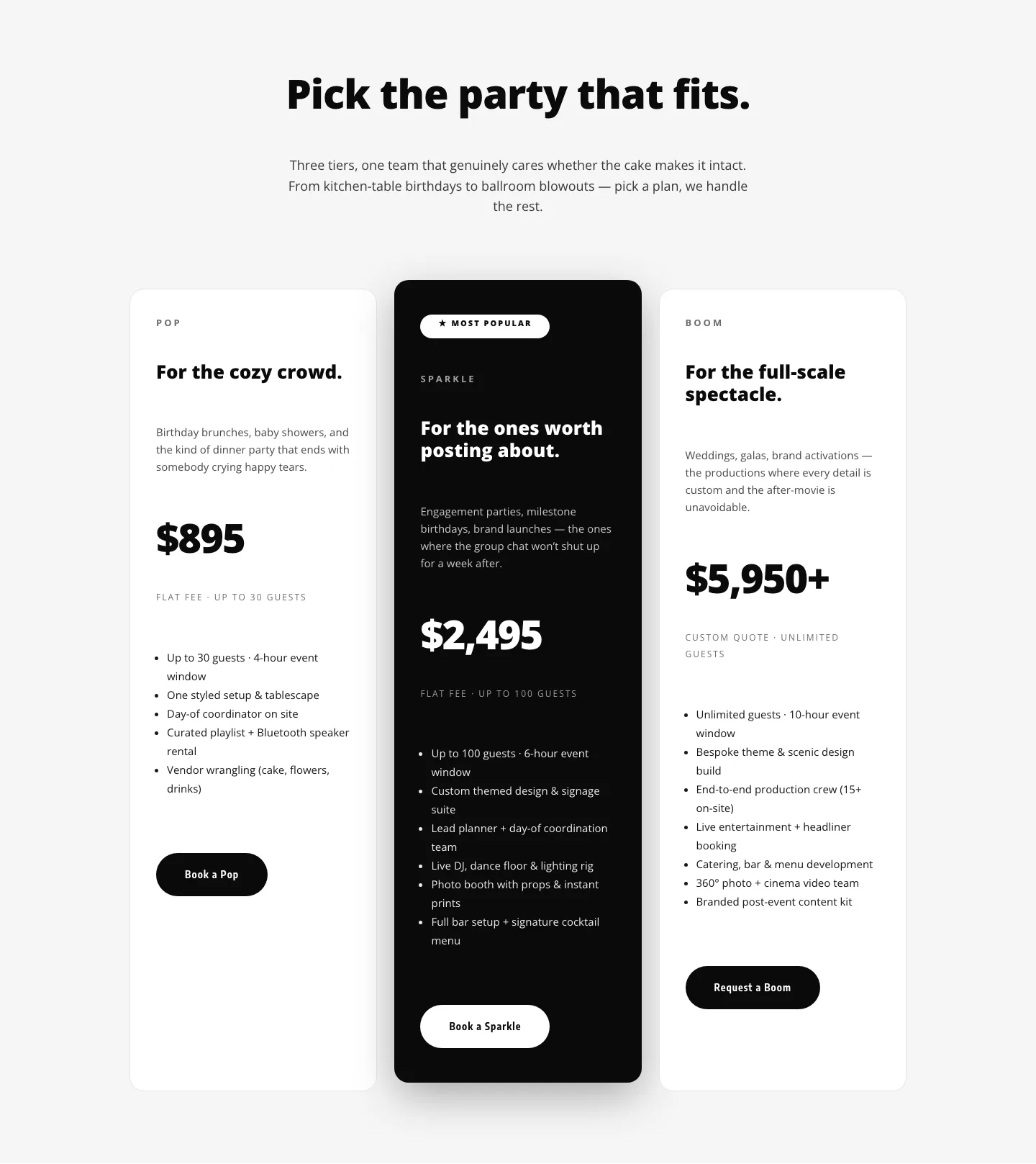 Playful Three-Tier Event Pricing Section for Divi 5 — Events Pricing layout built with Divi 5