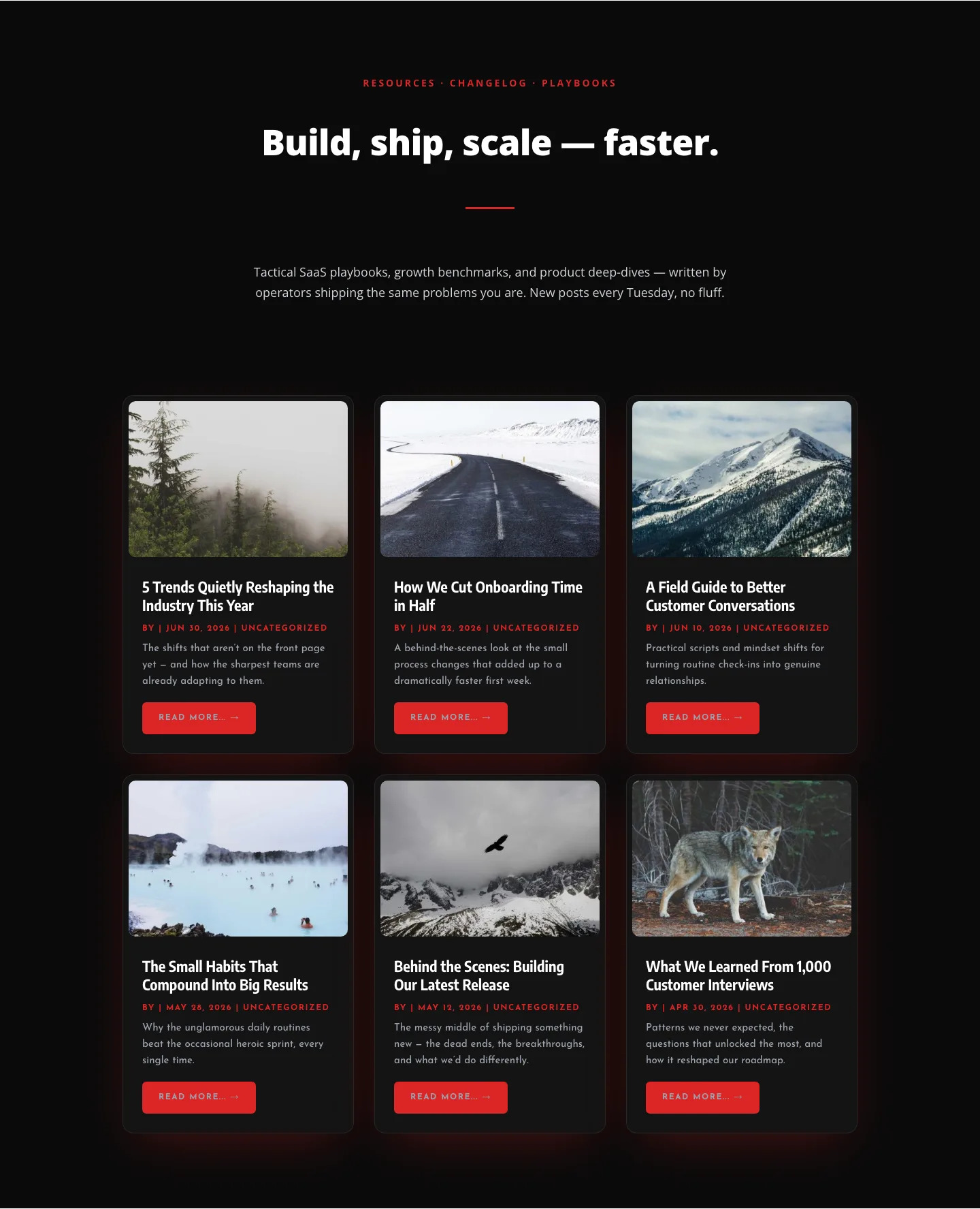 Bold SaaS Blog Layout — Resources & Insights Grid for Divi 5 — SaaS Blog layout built with Divi 5