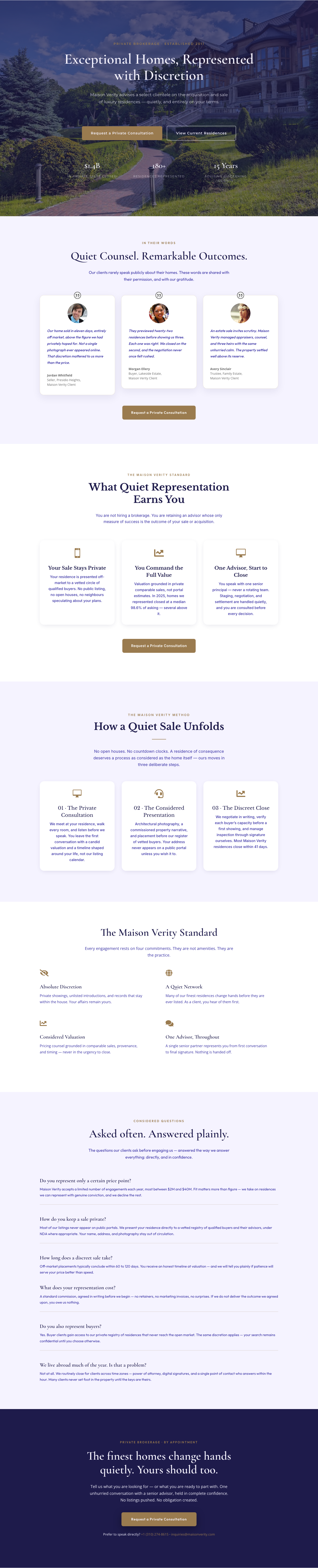 Elegant Luxury Real Estate Landing Page — Divi 5 Layout — desktop preview