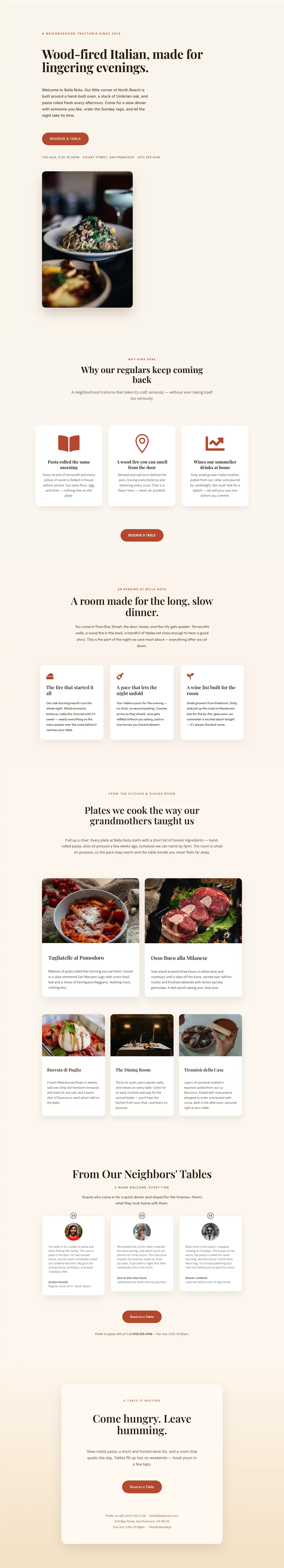 Bella Nota — Elegant Restaurant Home Page for Divi 5 — Restaurant Full Landing layout built with Divi 5