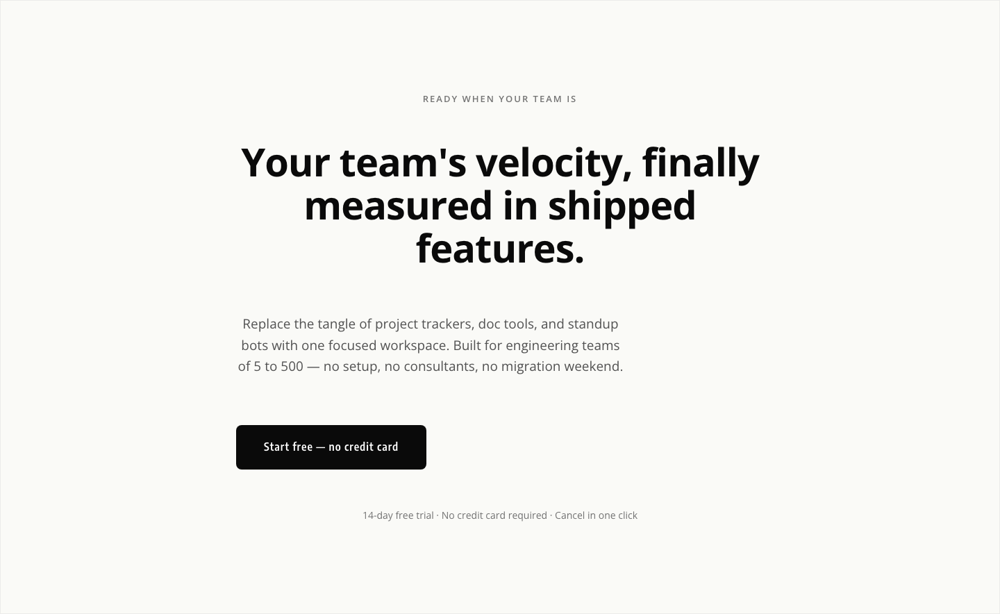 Minimal SaaS CTA — Ship Features Faster — desktop preview