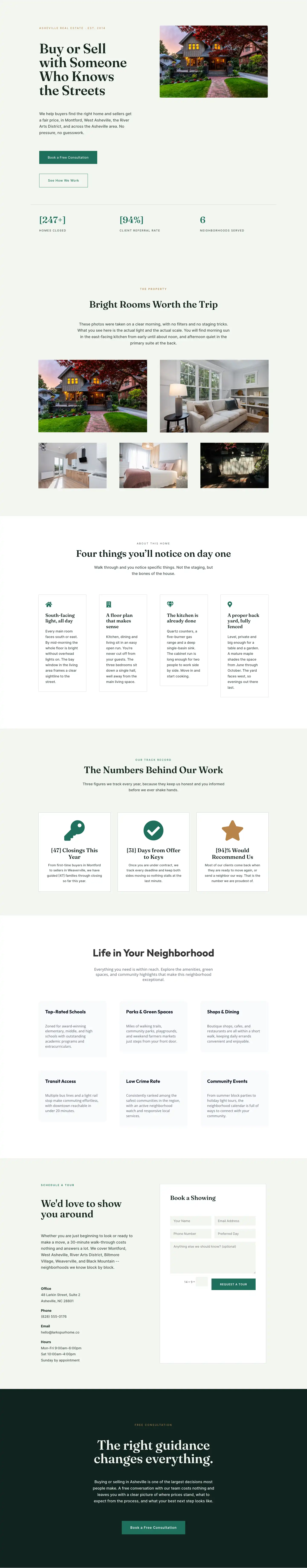 Larkspur Home Co. — Minimal Real_estate Property Page for Divi 5, Real Estate Full Landing layout built with Divi 5