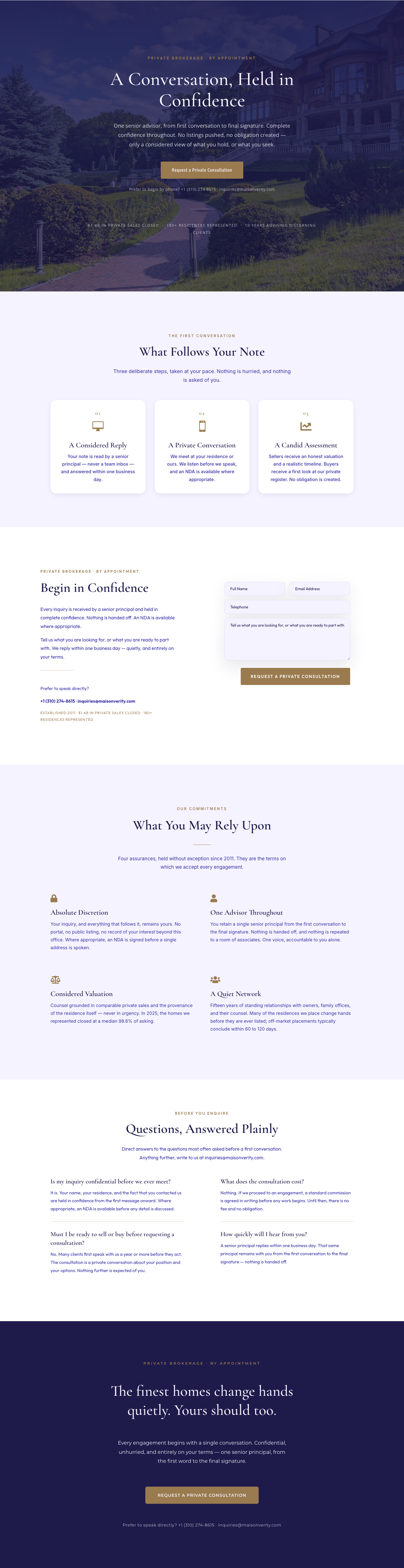 Maison Verity — Elegant Real Estate Private Consultation Page for Divi 5 — desktop preview