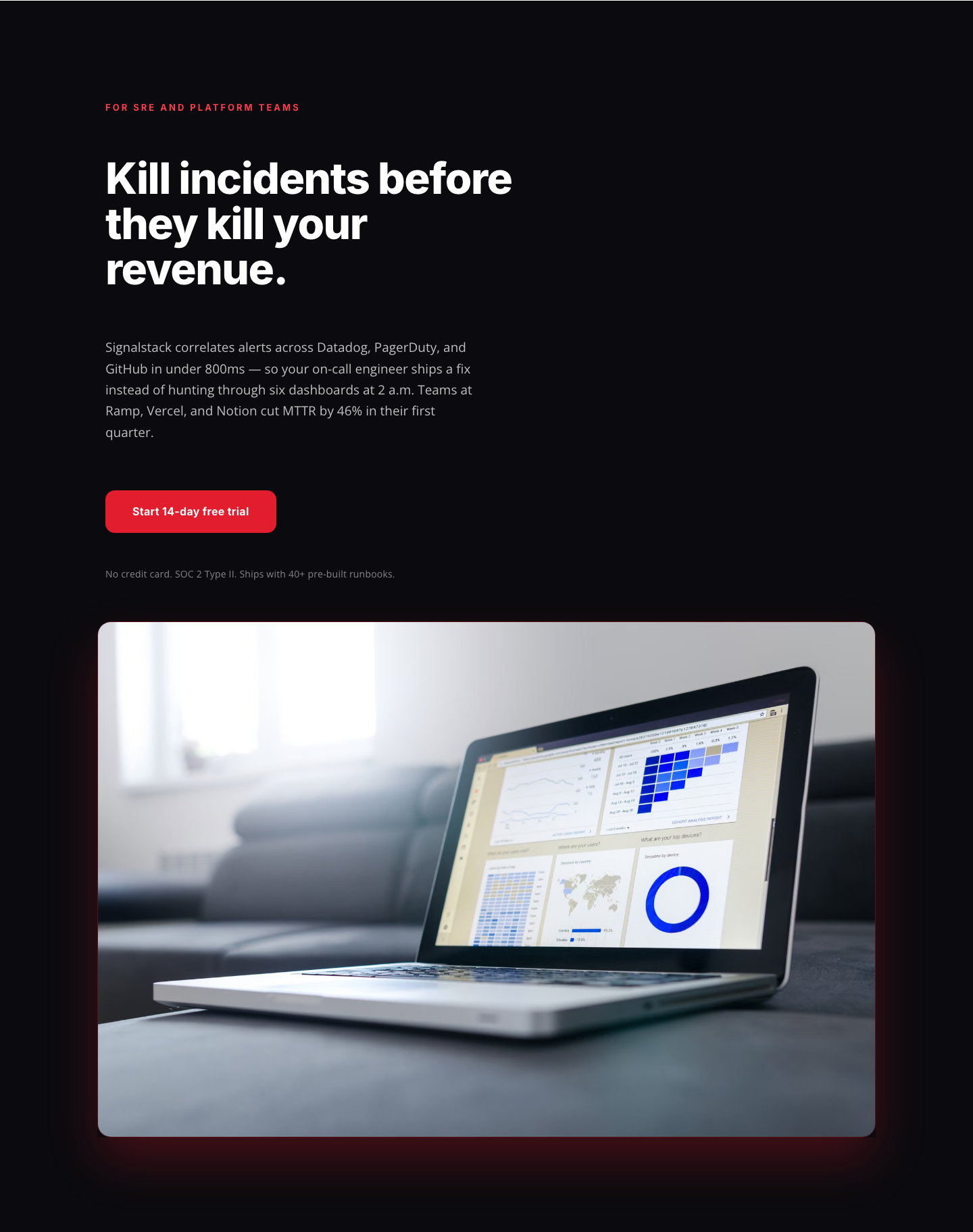 Signalstack SaaS Hero Section — Bold Red Split-Image Divi 5 Layout — desktop preview