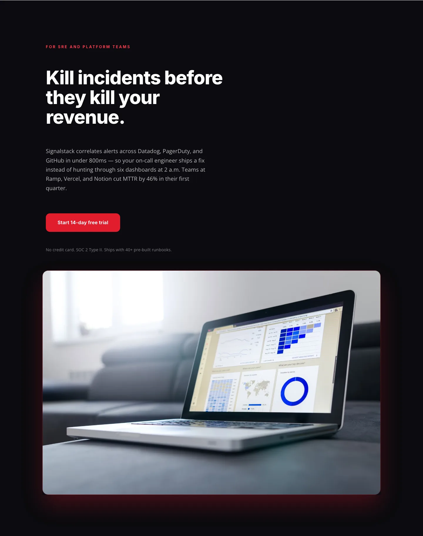 Signalstack SaaS Hero Section — Bold Red Split-Image Divi 5 Layout — SaaS Hero layout built with Divi 5