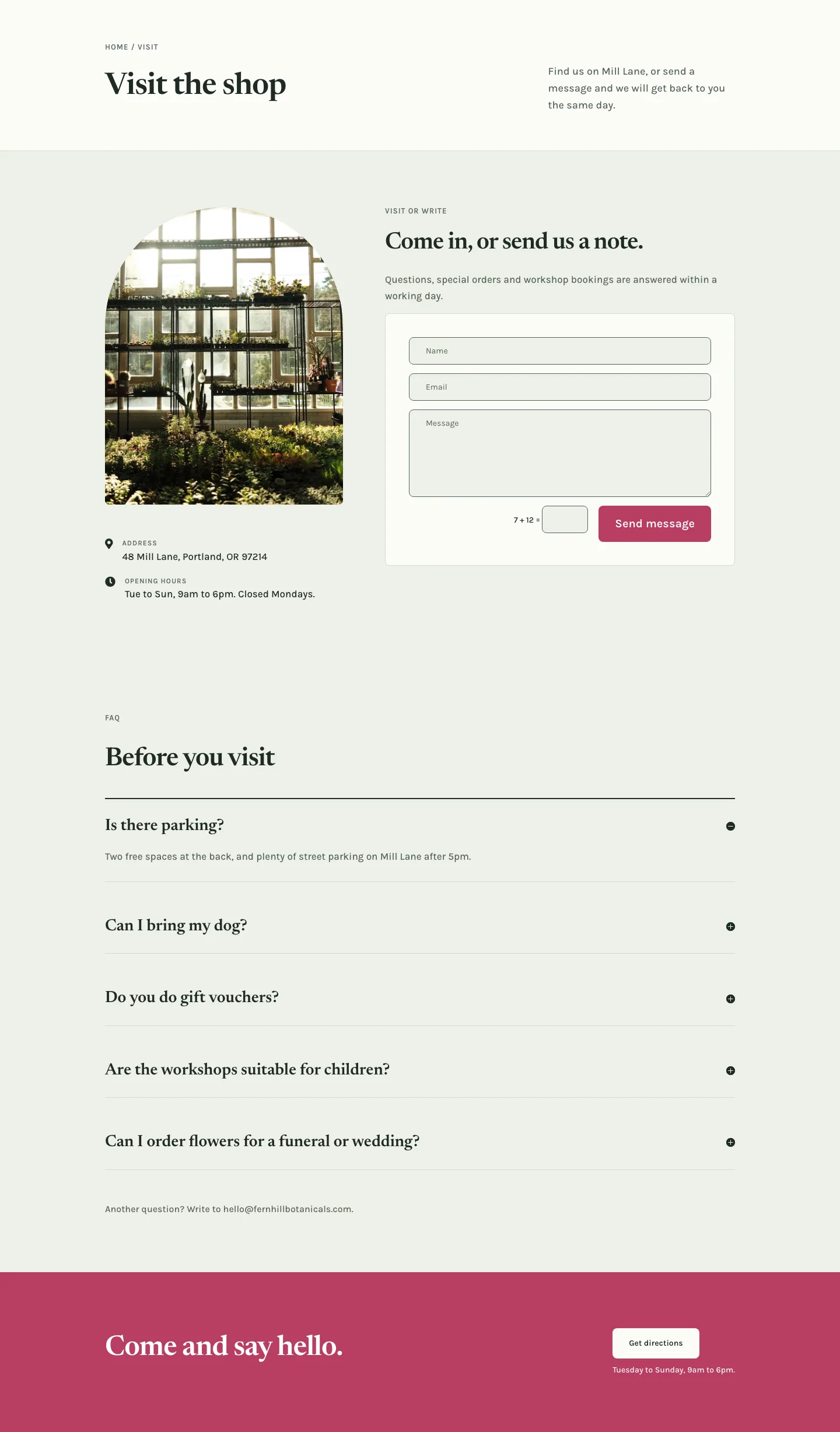 Fernhill Botanicals — Minimal Plant_shop Visit Page for Divi 5, Plant Shop Full Landing layout built with Divi 5
