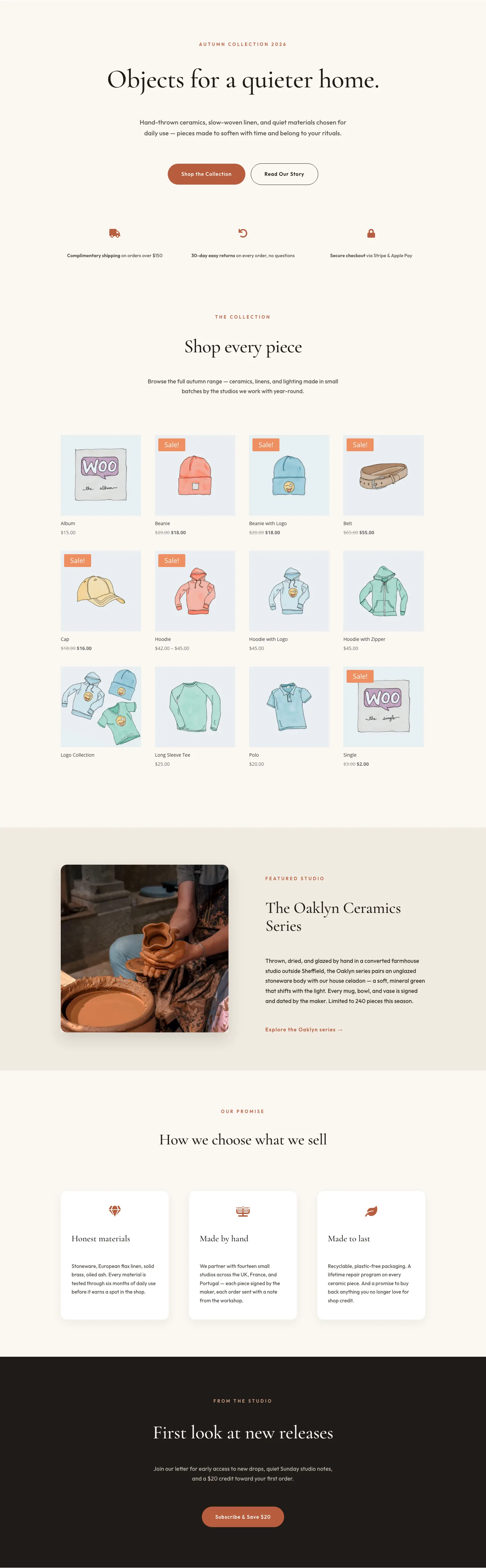 Halcyon Atelier — Elegant Ecommerce Shop Layout for Divi 5 — E-commerce Shop layout built with Divi 5 — desktop screenshot