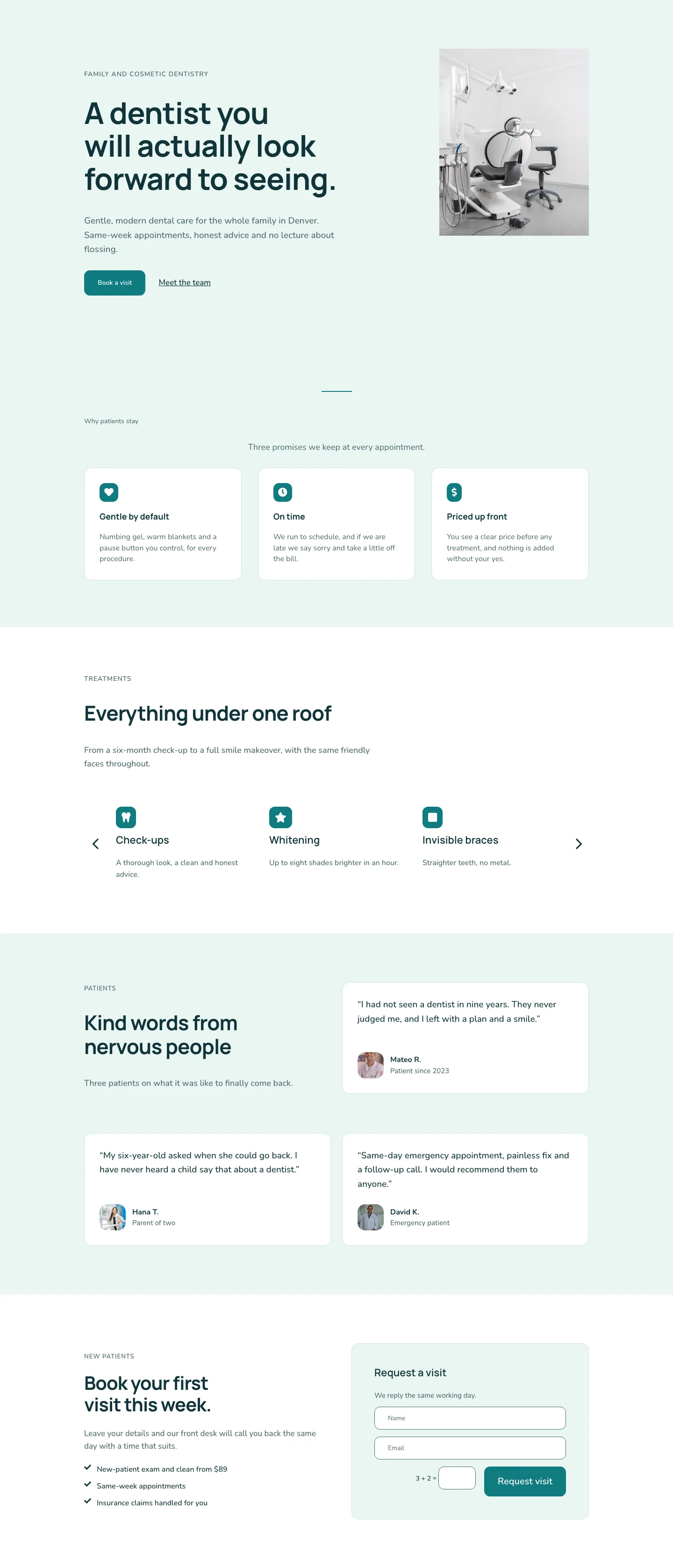 Halcyon Dental — Minimal Dental Home Page for Divi 5, Dental Full Landing layout built with Divi 5