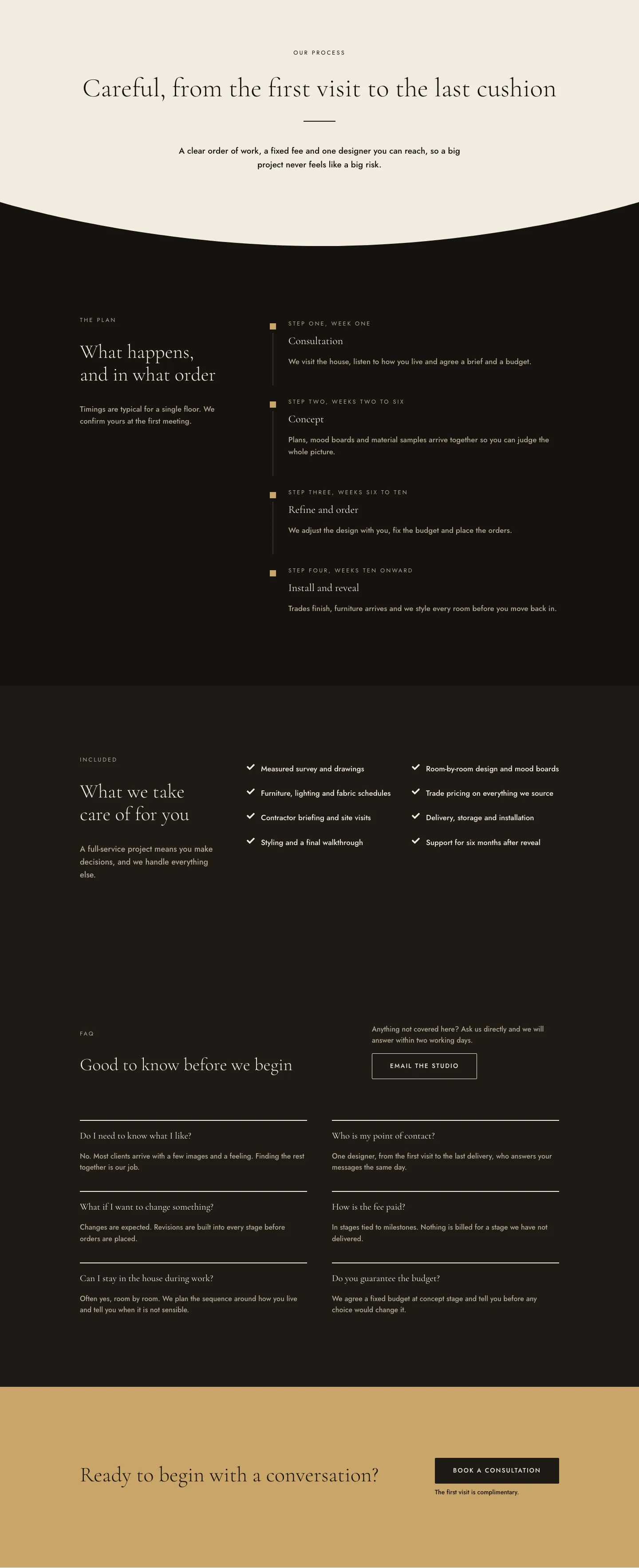 Halden Row Interiors — Luxe Interior_design Process Page for Divi 5, Interior Design Full Landing layout built with Divi 5, desktop screenshot