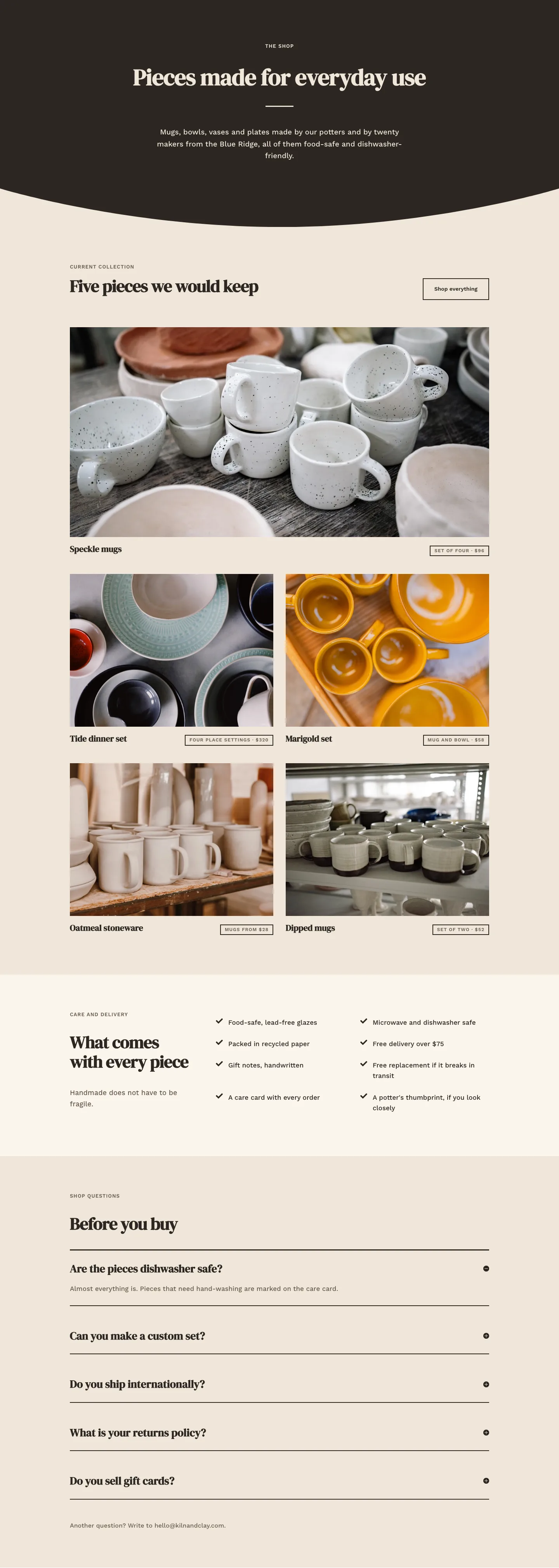 Kiln & Clay — Minimal Pottery_studio The Shop Page for Divi 5, Pottery Studio Full Landing layout built with Divi 5