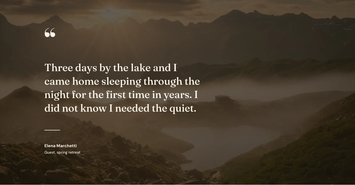 Organic Wellness Retreat Testimonial Layout for Divi 5: Quote Over Photo, Coaching Testimonials layout built with Divi 5, desktop screenshot