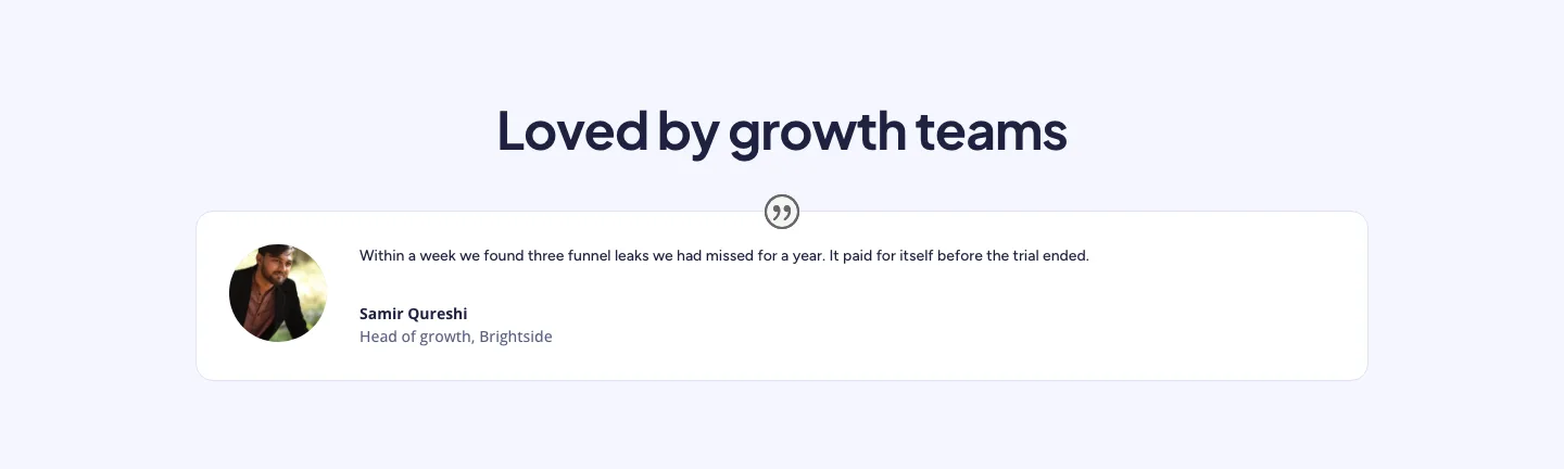 Soft Analytics Tool Testimonial Layout for Divi 5: Single Card, SaaS Testimonials layout built with Divi 5, desktop screenshot