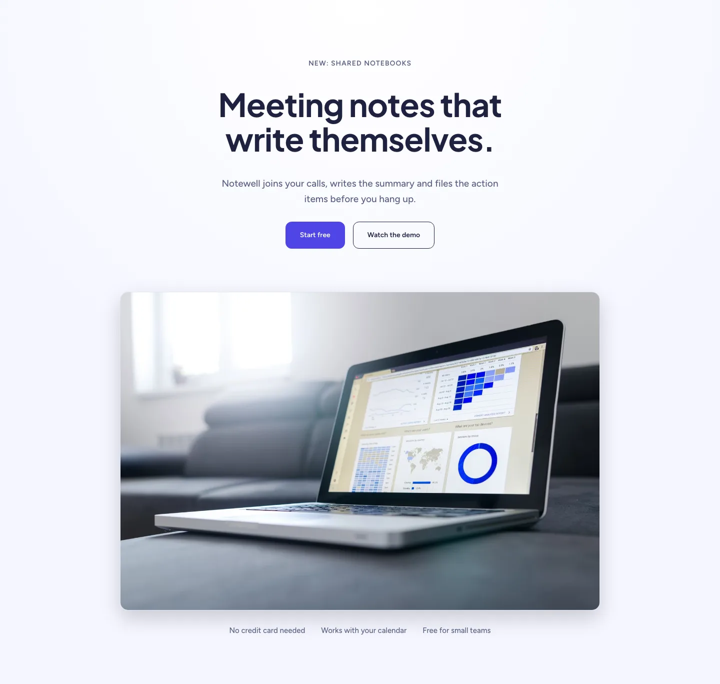 Soft SaaS Meeting Notes Hero Section for Divi 5: Product Glow Layout, SaaS Hero layout built with Divi 5