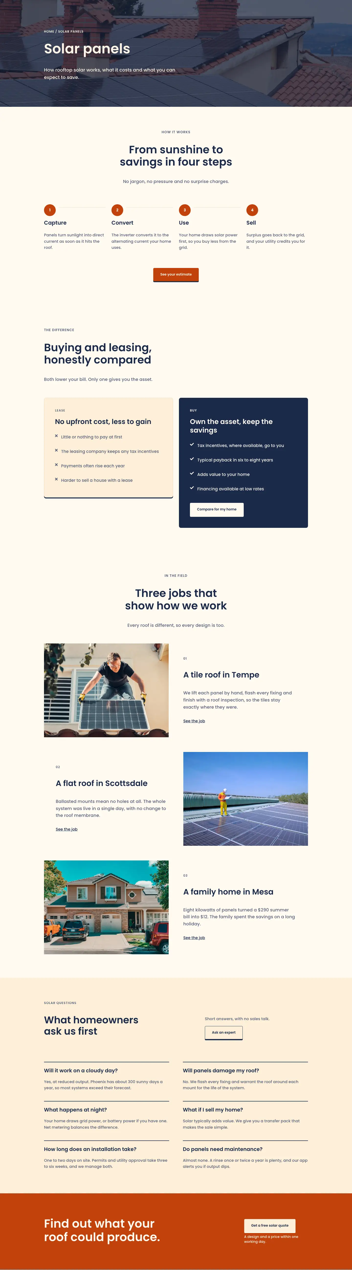 Sundrop Solar — Corporate Solar Solar Panels Page for Divi 5, Solar Full Landing layout built with Divi 5, desktop screenshot