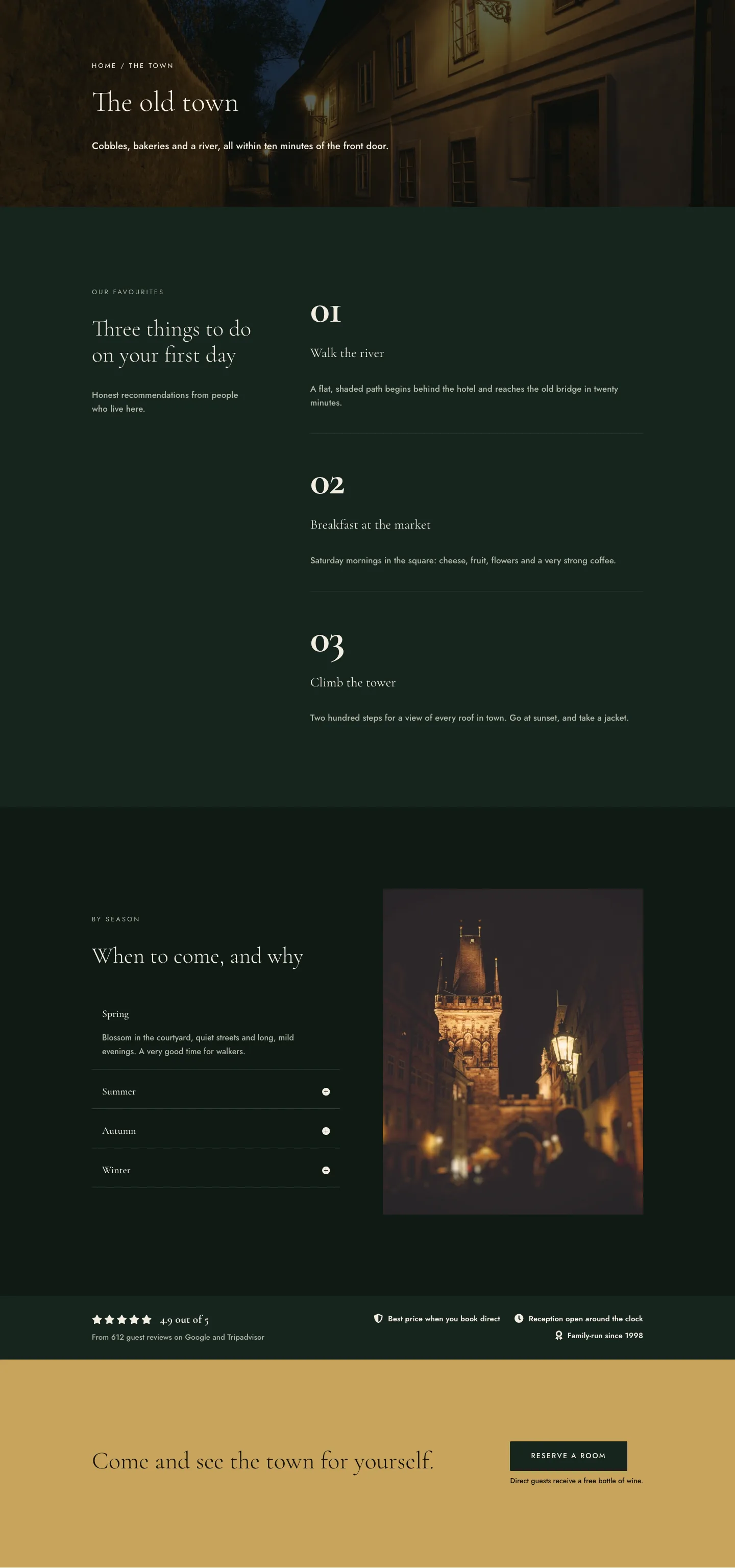 The Lantern House — Elegant Boutique_hotel The Town Page for Divi 5, Boutique Hotel Full Landing layout built with Divi 5, desktop screenshot
