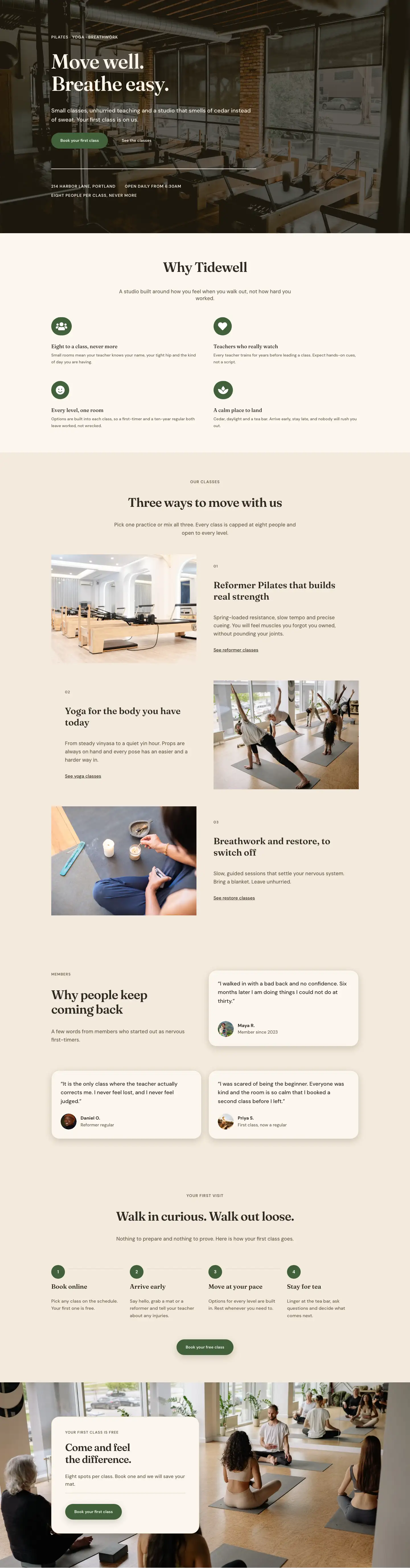 Tidewell: Pilates & Yoga Studio Theme (6 Pages)
